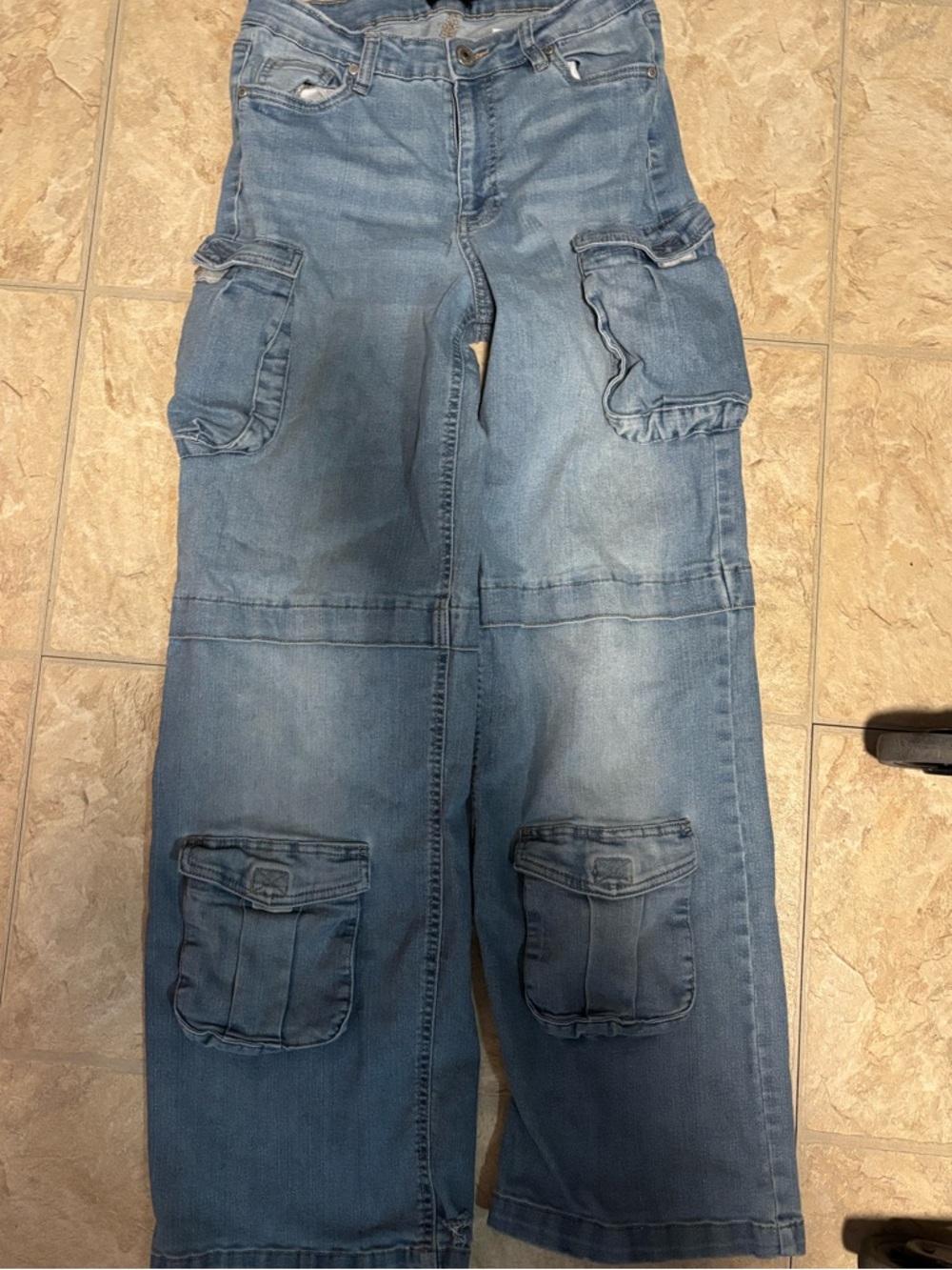 refuge Light Blue Wide-Leg Cargo Jeans cargo baggy pants